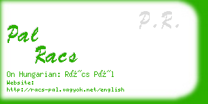 pal racs business card